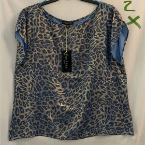 Blue Animal Print Blouse